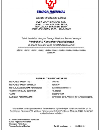 EVSB_TNB_Sijil-Pembekal-dan-Kontraktor-Perkhidmatan_MOF_expiry-on-19-Sept-2020